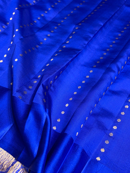Royal Blue Shades Handwoven Pure Raw Mango Silk RM-63