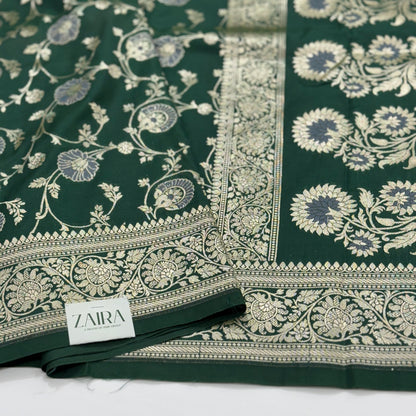 Bottle Green Sona Rupa Jaal Blended Katan Silk