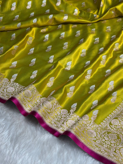 Liril Green Shades Floral Booti Mashru Silk Saree MSM-69
