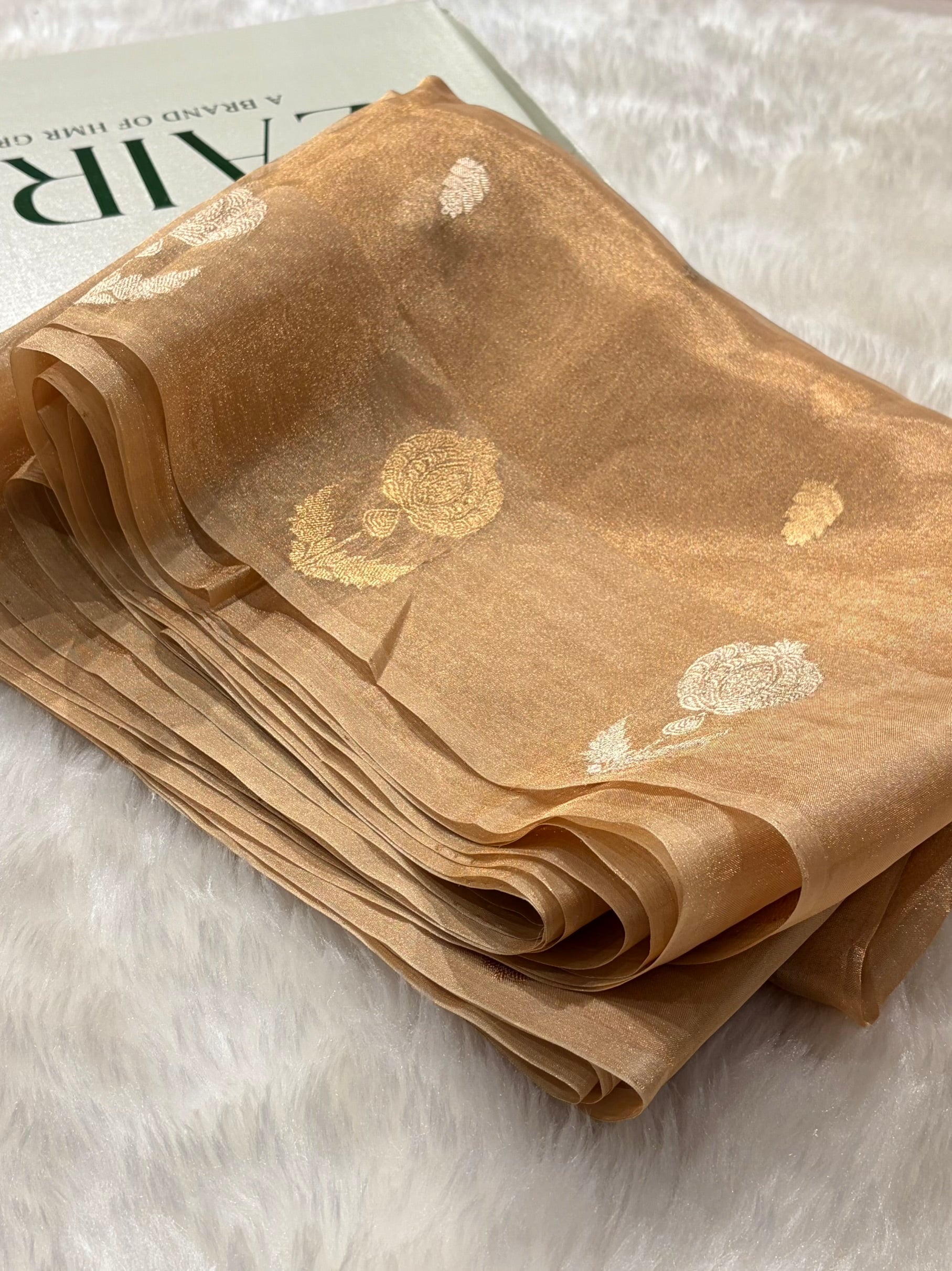 Tusser Bananasi Floral Shades Pure Tissue Silk Saree PT-51