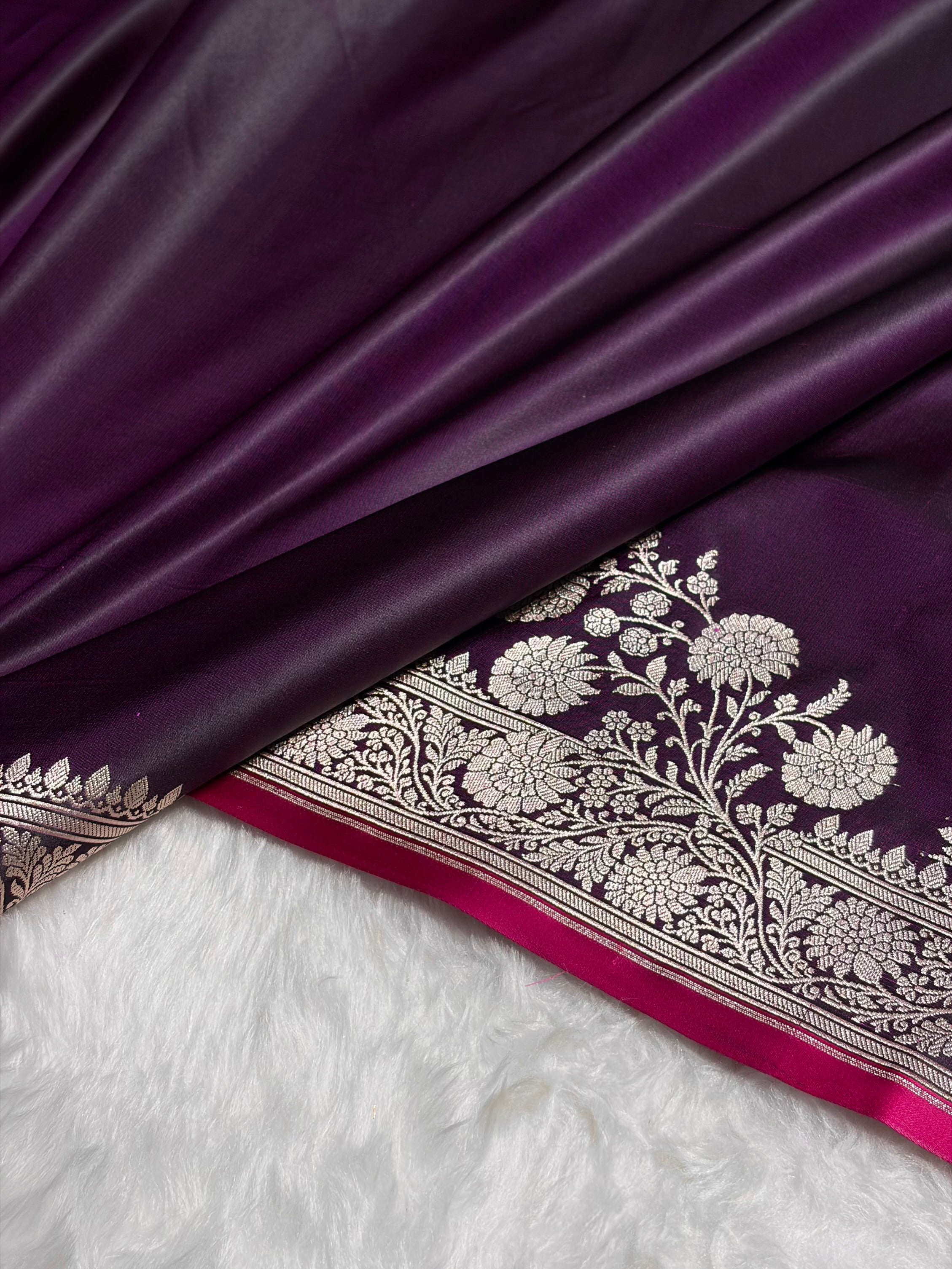 Wine Shades Floral Border Mashru Silk Saree MSM-62