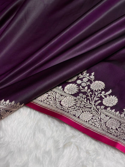 Wine Shades Floral Border Mashru Silk Saree MSM-62