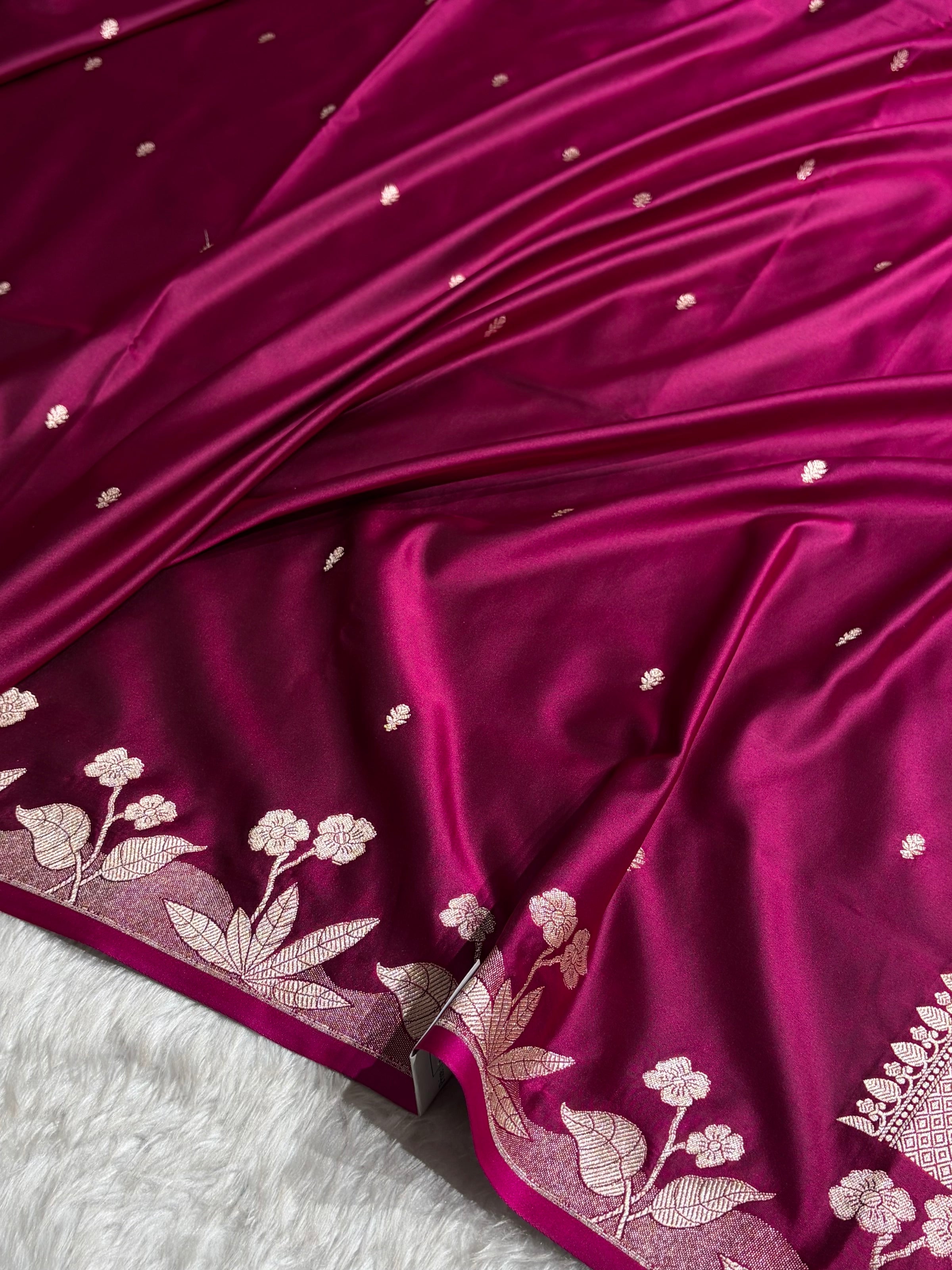Wine Shade With Booti Pattern Mashru Silk Saree