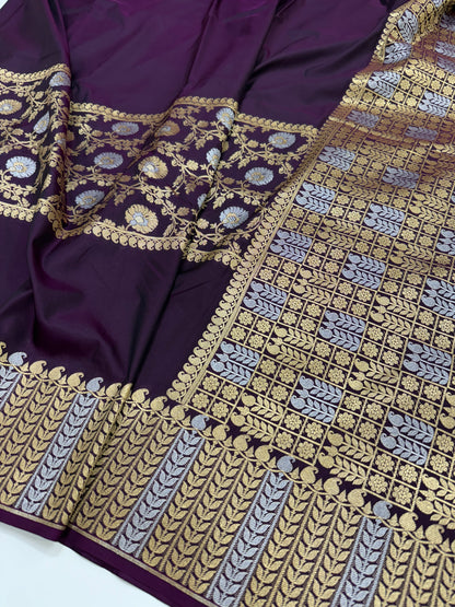 Wine Shade Sona Rupa Blended Katan Silk