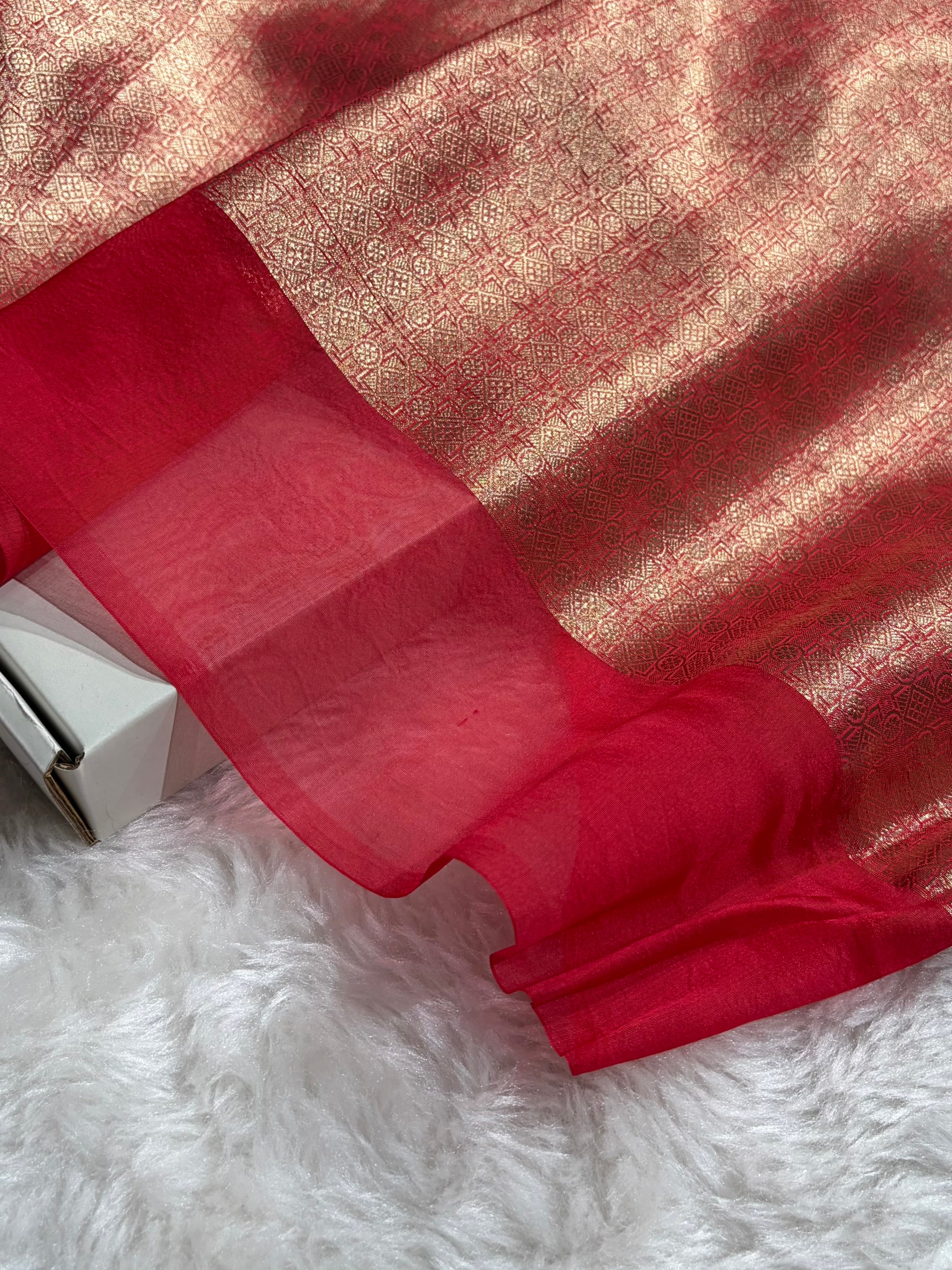 Banarasi Pure Organza Red Shades Banarasi Silk Saree PO-39