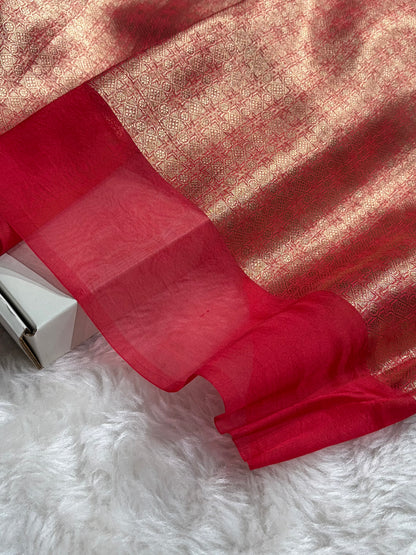 Banarasi Pure Organza Red Shades Banarasi Silk Saree PO-39