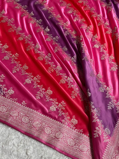 Pink Rangkat Banarasi Cross Mashru Silk Saree MSRK01