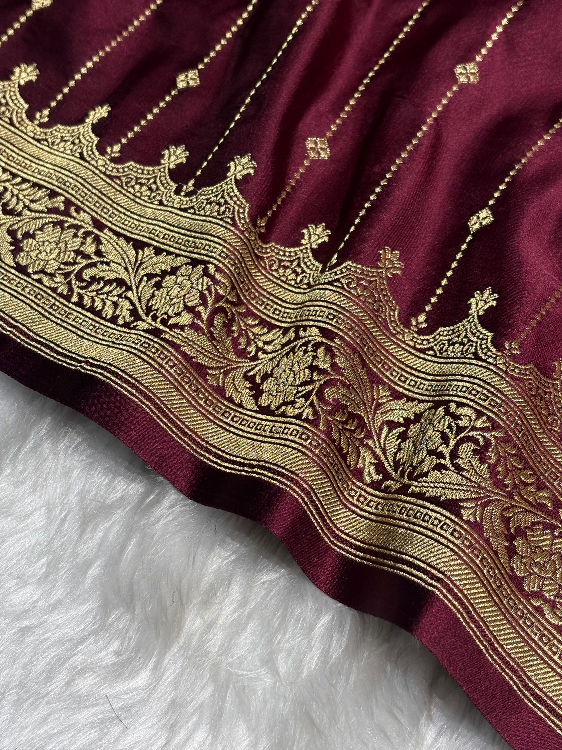 Garnet Shades Satin Katan Silk Saree SK63