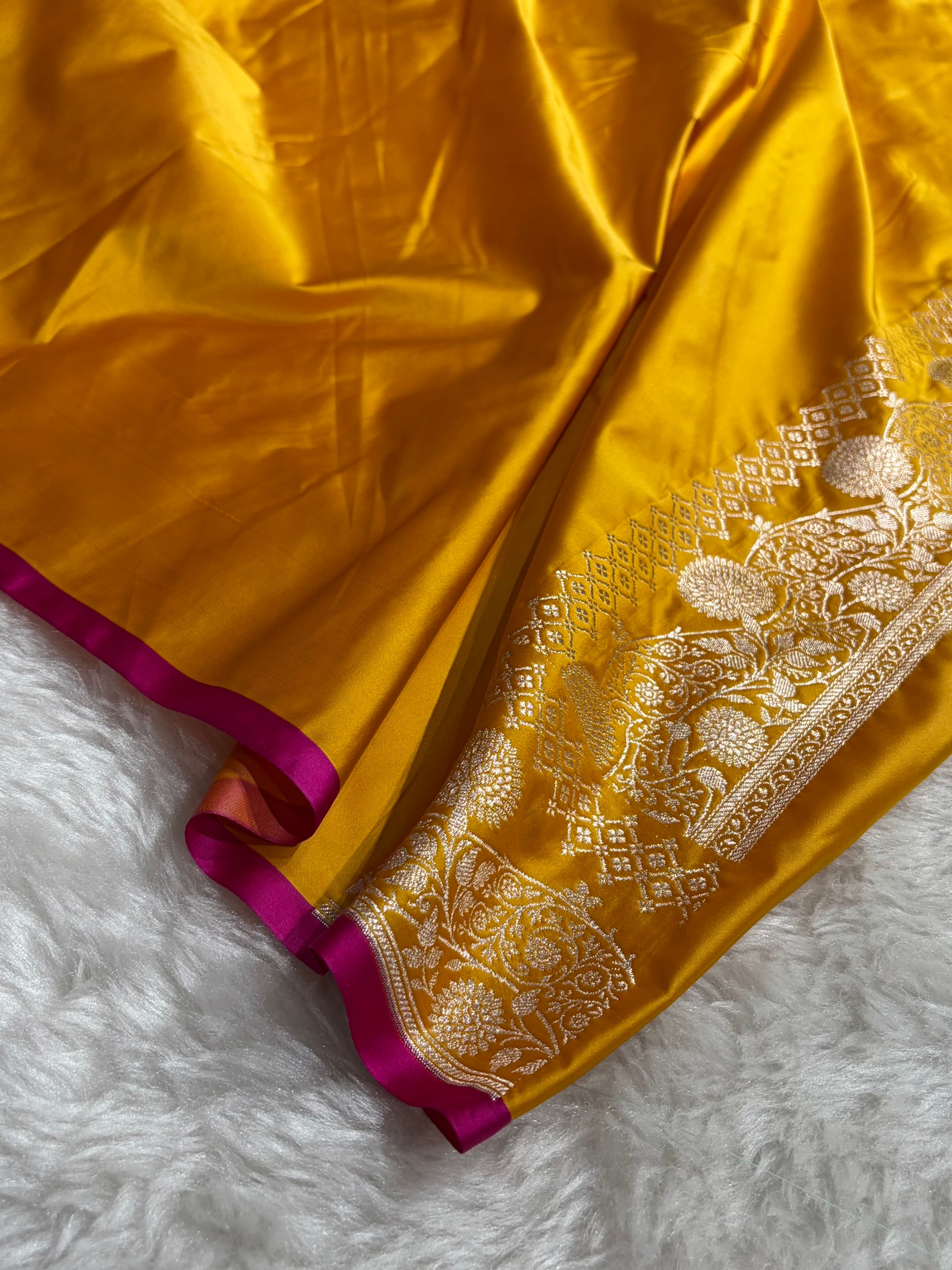 Mustard Shades Banarasi Boota Pattern Floral Mashru Silk Saree MSM-115