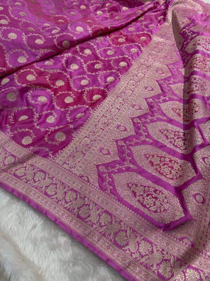 Pink Shades Jaal Rangkart Mashru Silk Saree