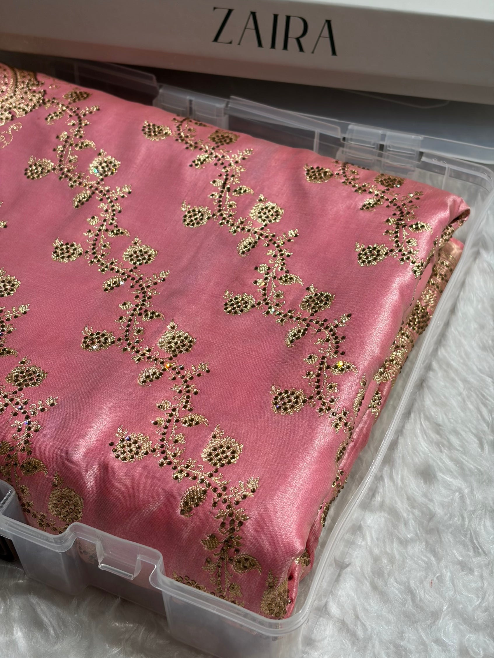 Bridal Baby Pink Cross Satin Silk with Ari and Stone work BSS11