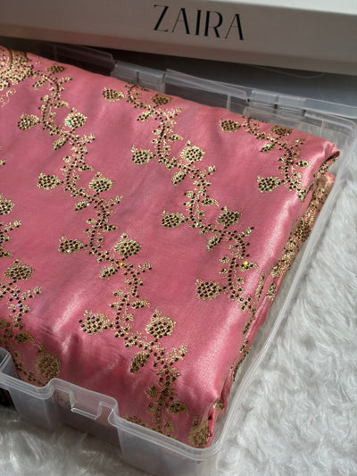Bridal Baby Pink Cross Satin Silk with Ari and Stone work BSS11
