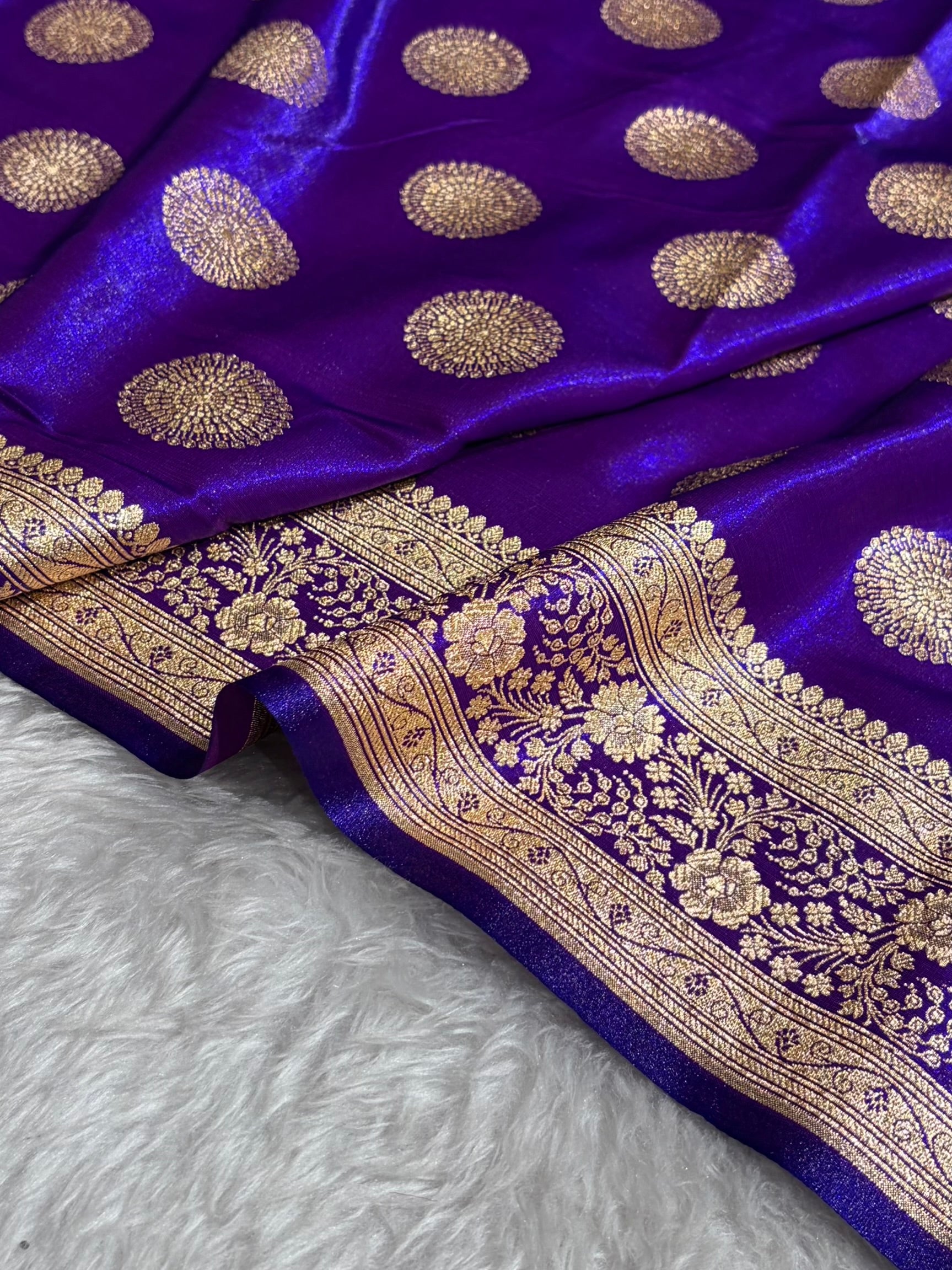 Purple Shades Banarasi Satin Silk Saree SS33