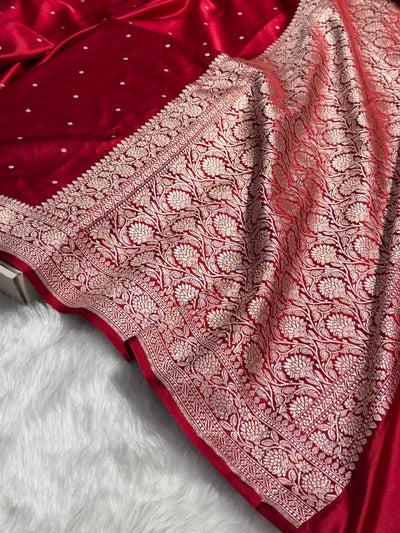 Maroon Shades Banarasi Booti Mashru Silk Saree MCS65