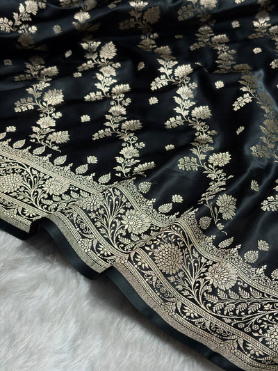 Black Booti Banarasi Katan Silk Saree SK24