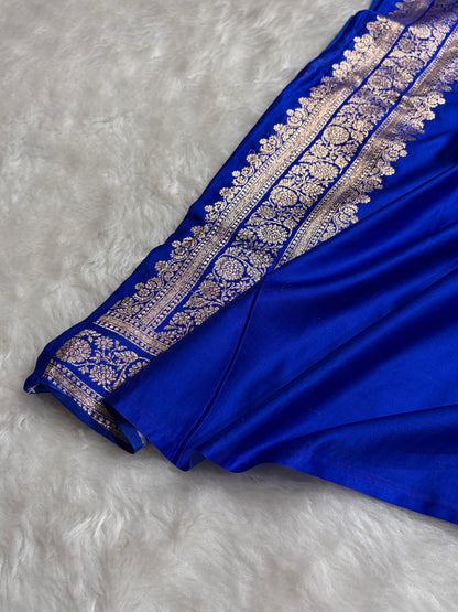 Royal Blue Booti Pattern With Gotta Patti Work Satin Katan Silk Saree SKGP49