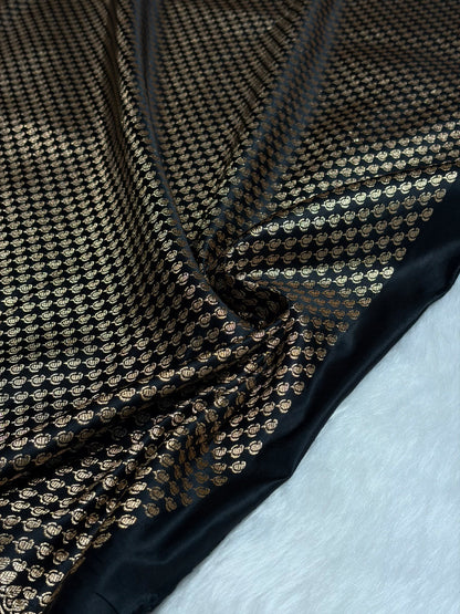 Black Pattern Satin Katan Silk saree SK37