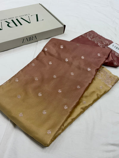 Contrast Ombre Shade With Booti Pattern Mashru Silk Saree