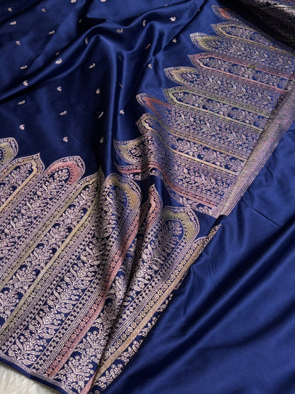 Skirt Border Royal Blue Minakari Mashru Silk Saree MS13