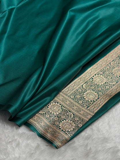 Rose Gold with Rama Booti Satin Katan Silk saree SK29