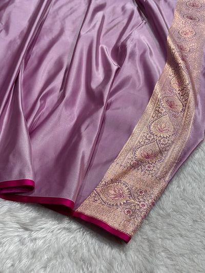 Banarasi Satin Katan Silk Saree In Grape Shades SK10