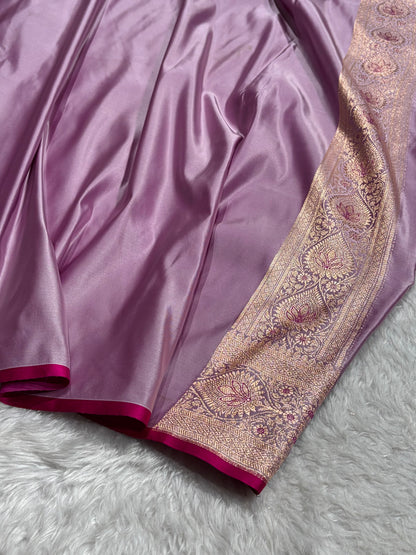 Banarasi Satin Katan Silk Saree In Grape Shades SK10