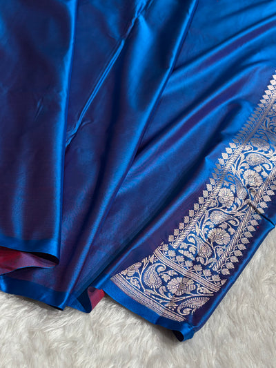 Contrast Rani / Firozi Shades Banarasi Booti Pattern Mashru Silk Saree MSM-140