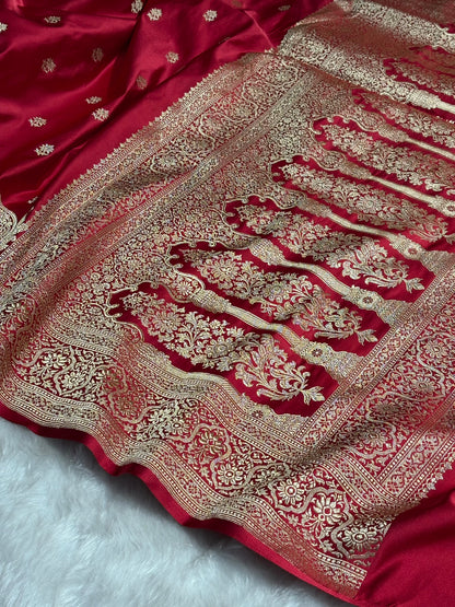 Maroon Floral Booti Katan Silk Saree SK62