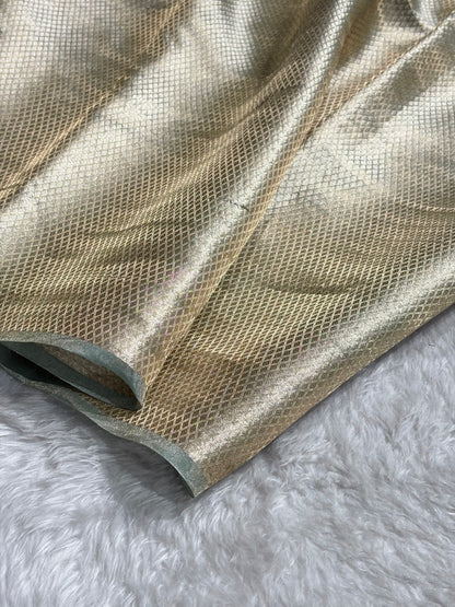 Pista Gold Shades Pure Tissue Silk Saree with Brocade Blouse PT-08