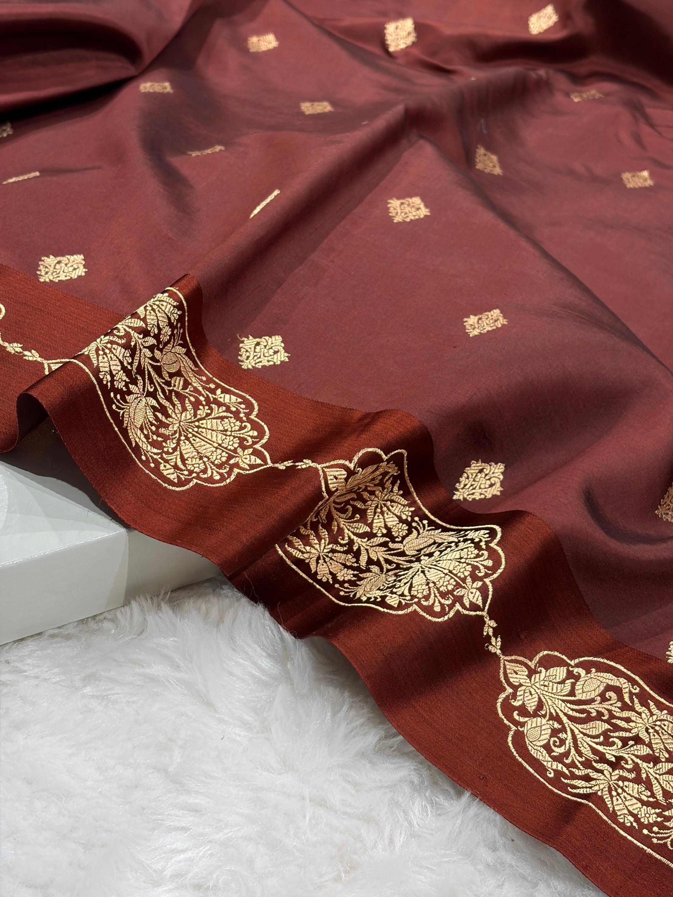 Chocolate Shades Handwoven Pure Katan Paper Silk RM-71
