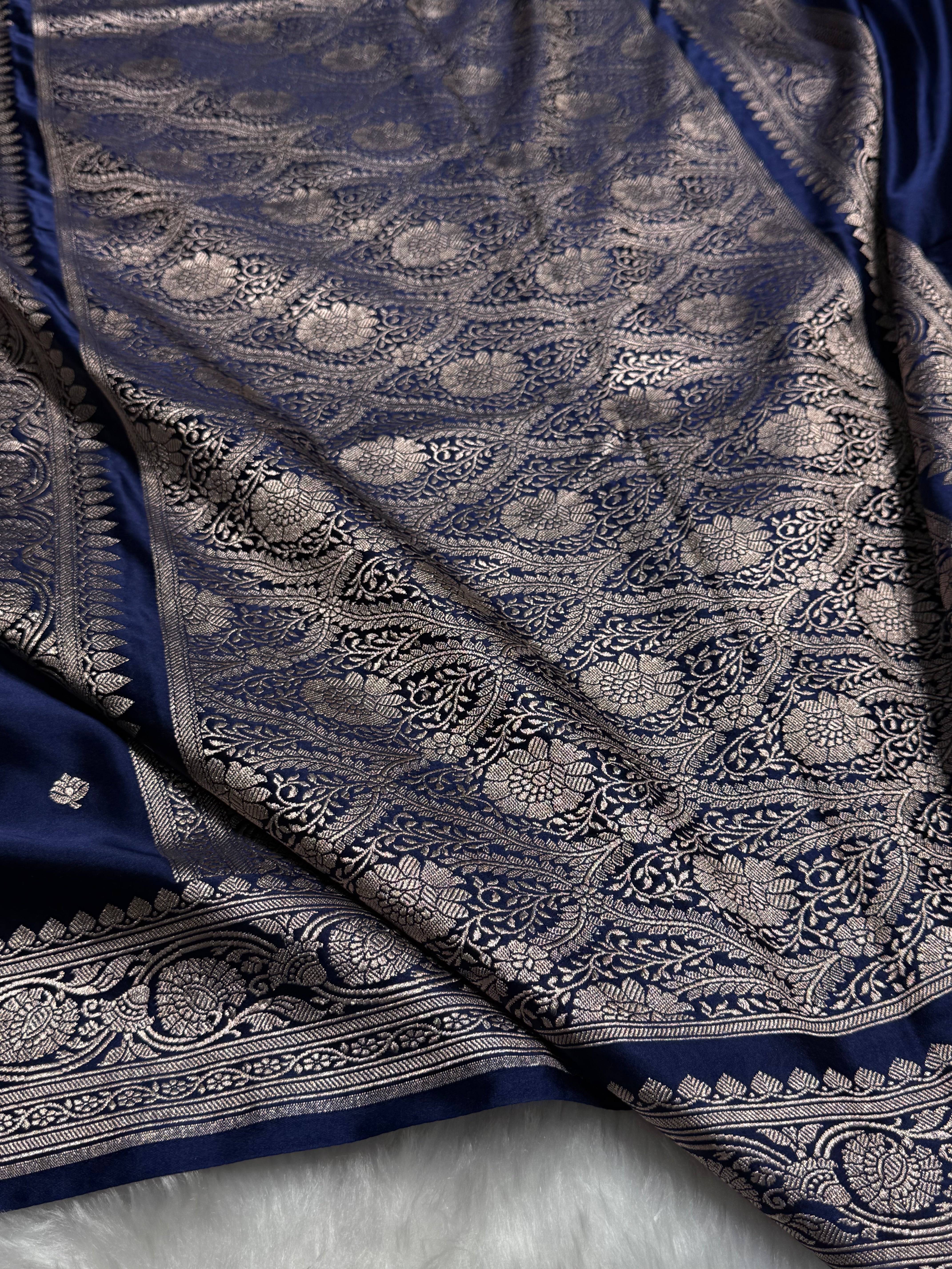 Navy Mashru Satin Silk Booti