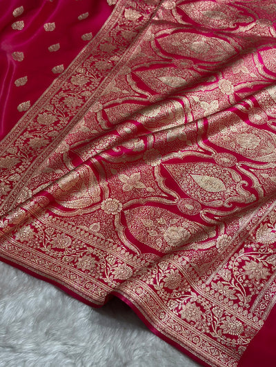 Cross Rani Shades Booti Pattern Banarasi Satin Silk Saree SS58
