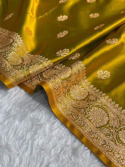 Liril Mehendi Floral Boota Pattern Satin Katan Silk Saree SK71