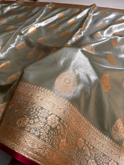 Ultra Light Weight Satin Silk Boota in Gray Shades SS05