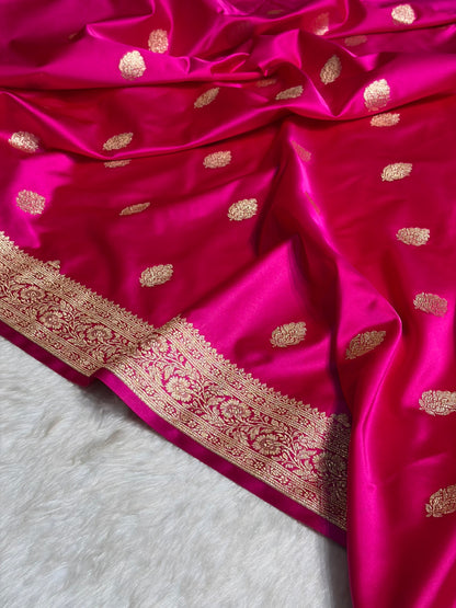 Rani Booti Pattern Satin Katan Silk Saree SK65