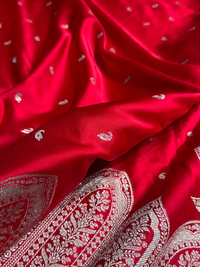 Skirt Border Red Mashru Silk Saree MCS13