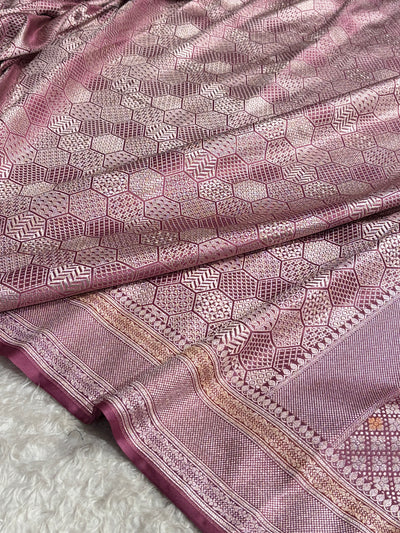 Mauve Shades Minakari Brocade Mashru Silk Saree MCS85