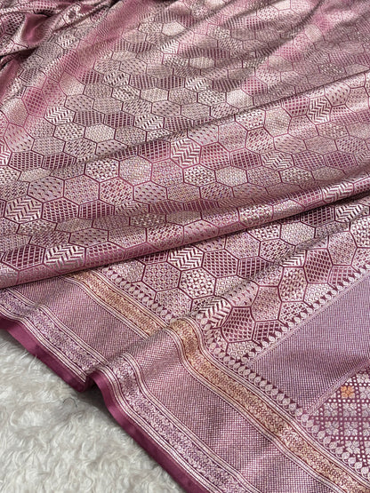 Mauve Shades Minakari Brocade Mashru Silk Saree MS85