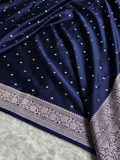 Navy Blue Shades Booti Mashru Silk Saree MCS70