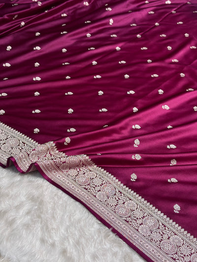 Banarasi Wine Shades Booti Mashru Silk Saree MCS73