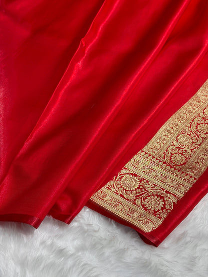 Red Chand Tara Satin Silk Saree SS04
