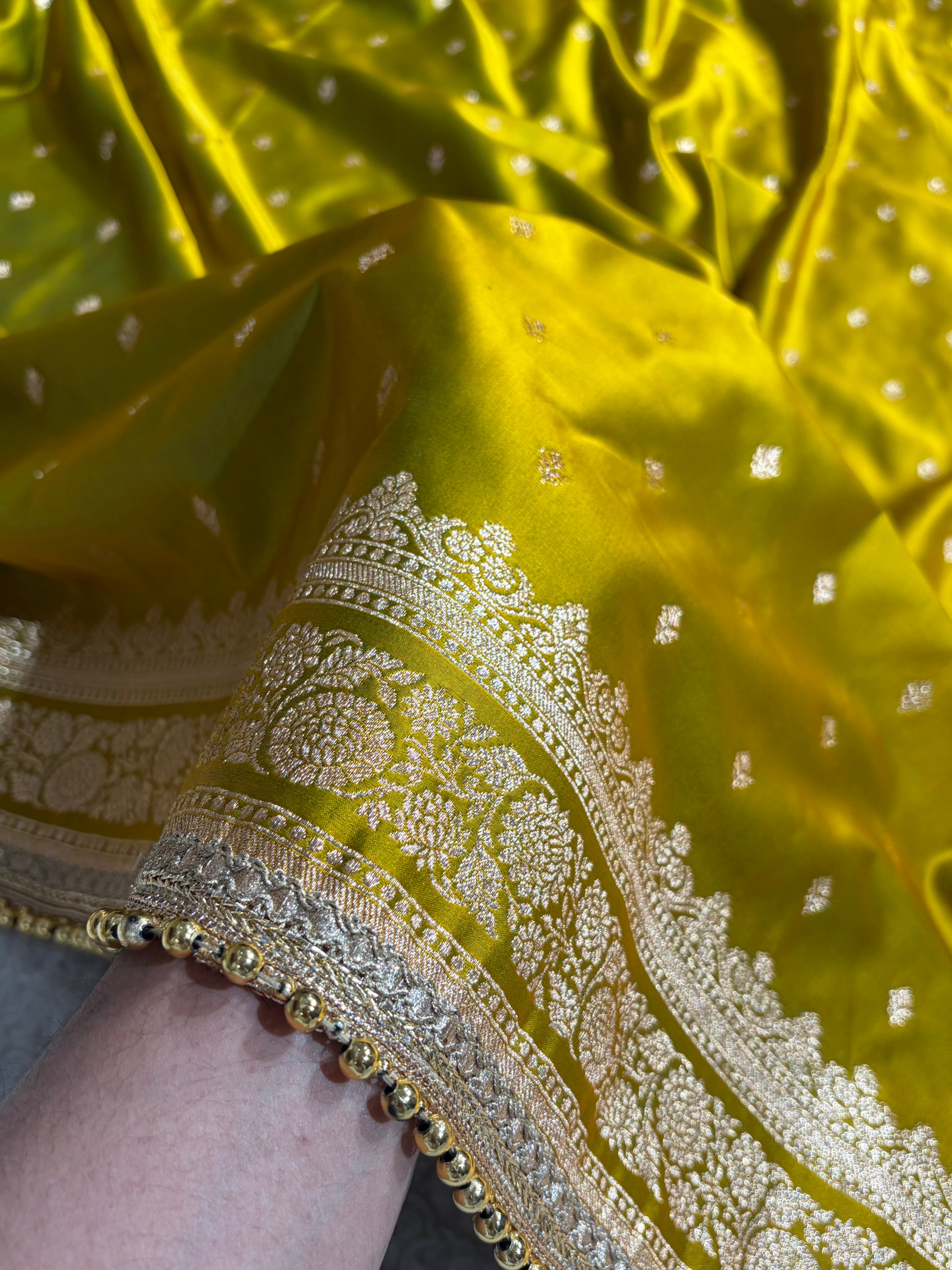 Liril Mehendi Booti Pattern With Gotta Patti Satin Katan Silk Saree SKGP51