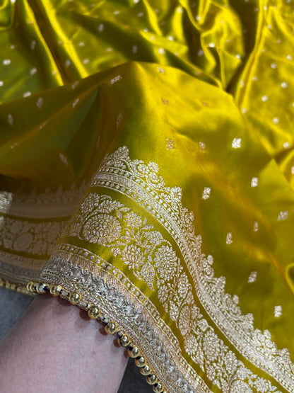 Liril Mehendi Booti Pattern With Gotta Patti Satin Katan Silk Saree SKGP51