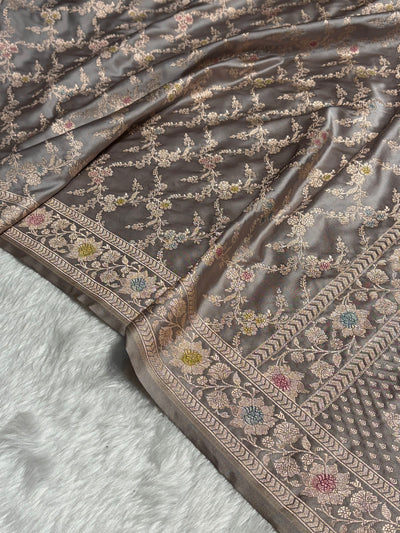 Gray Shade Minakari with Jaal Pattern Mashru Silk Saree MCS56