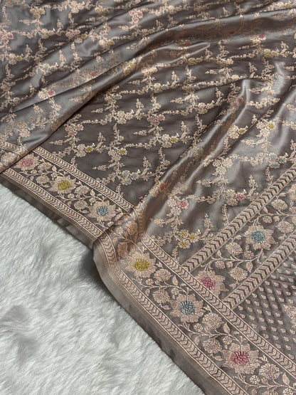 Gray Shade Minakari with Jaal Pattern Mashru Silk Saree MS56