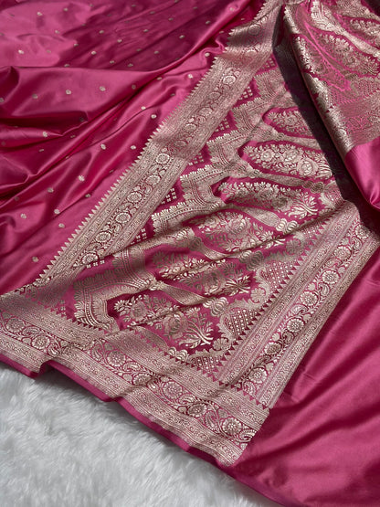 Baby Pink Booti Mashru Silk Saree MS26