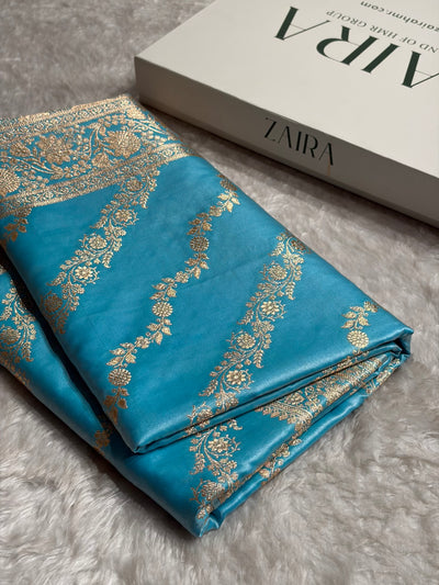 Ultra Light Weight Satin Silk Pastel Blue Cross SS10