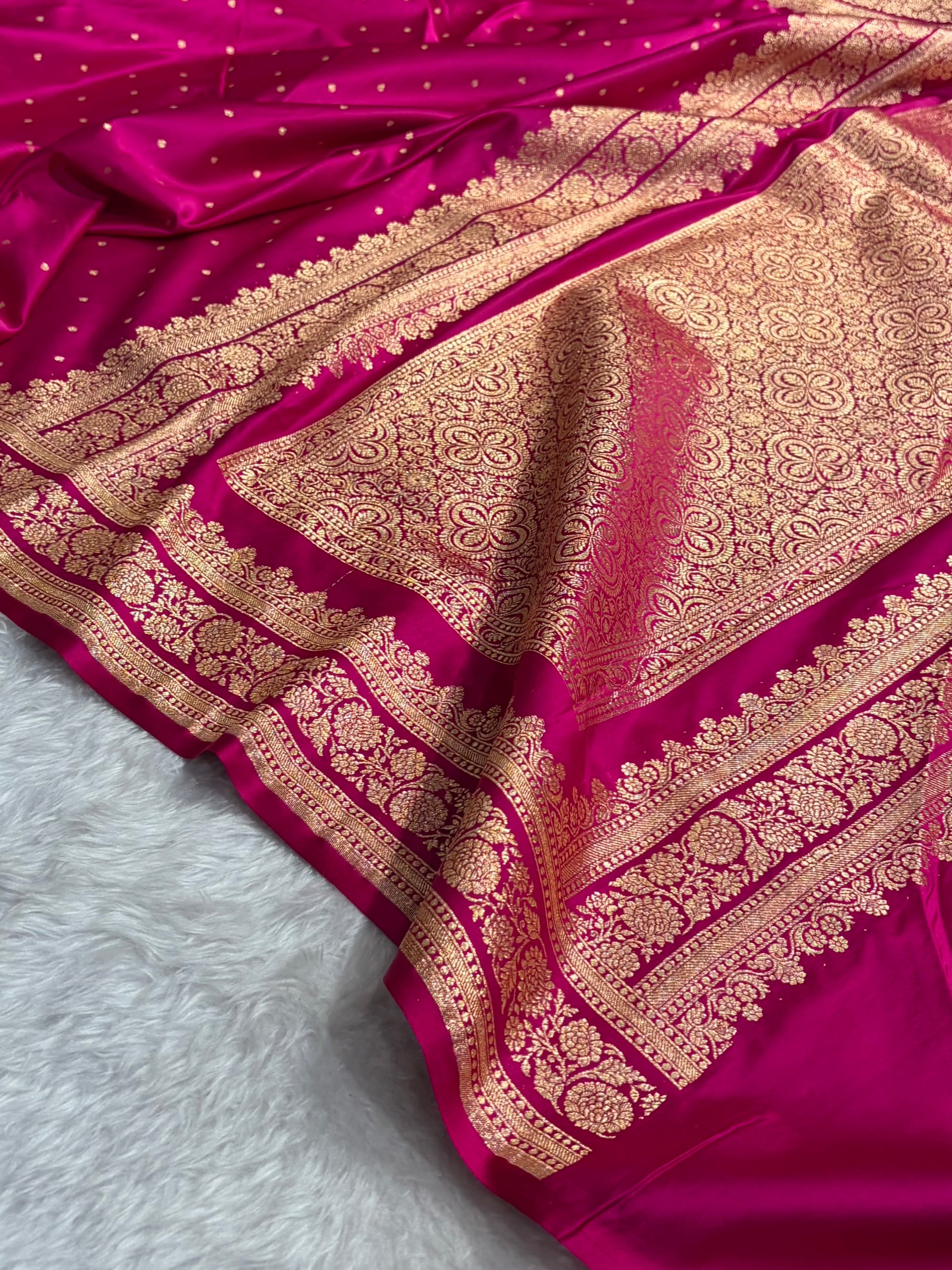 Banarasi Satin Katan Saree in Rani Shades SK91