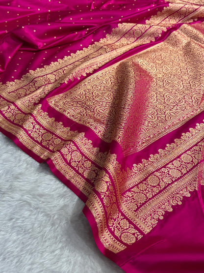 Banarasi Satin Katan Saree in Rani Shades SK91