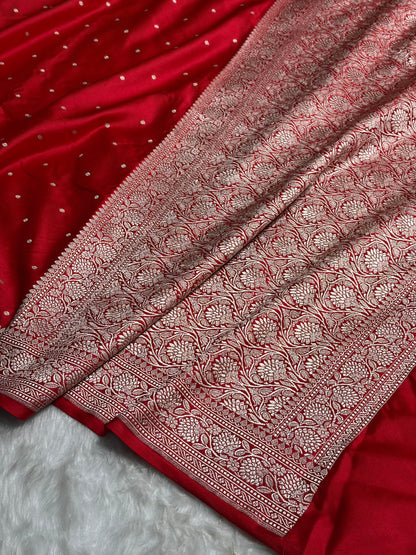 Red Shades Booti Mashru Silk Saree MS65